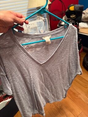 Light Gray V-Neck Women’s Top